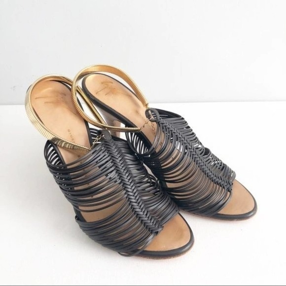 Giuseppe Zanotti Pissi Gold Ankle Band Leather Heeled Strap Sandals 36.5 / 6.5 - Picture 3 of 12